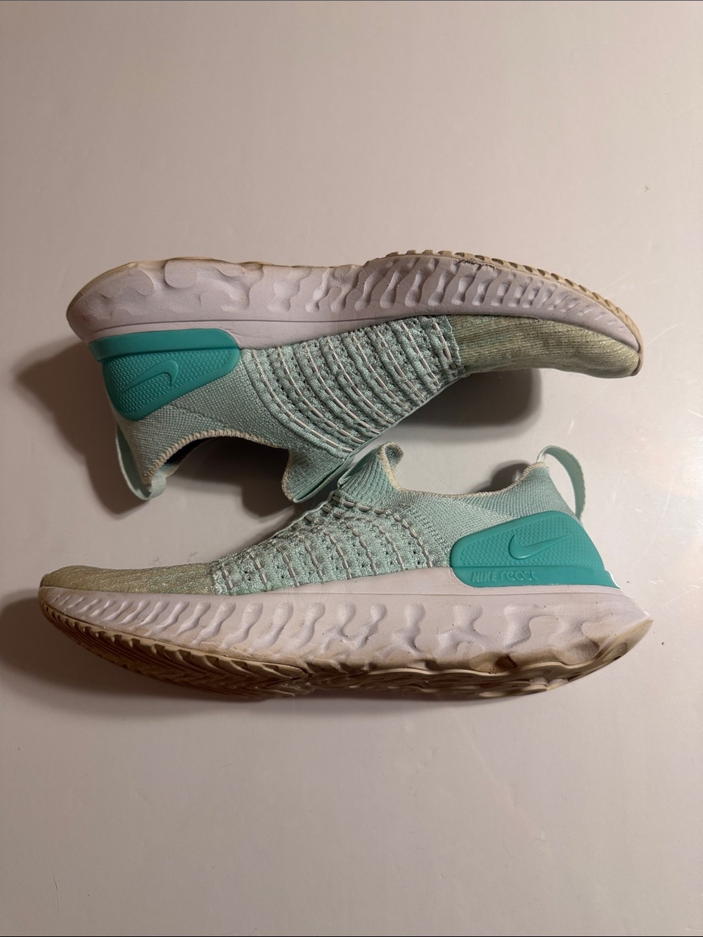 Nike React Phantom Run Flyknit 2 Teal Tint Aurora Mint Green Slip On Sneakers - Picture 4 of 8